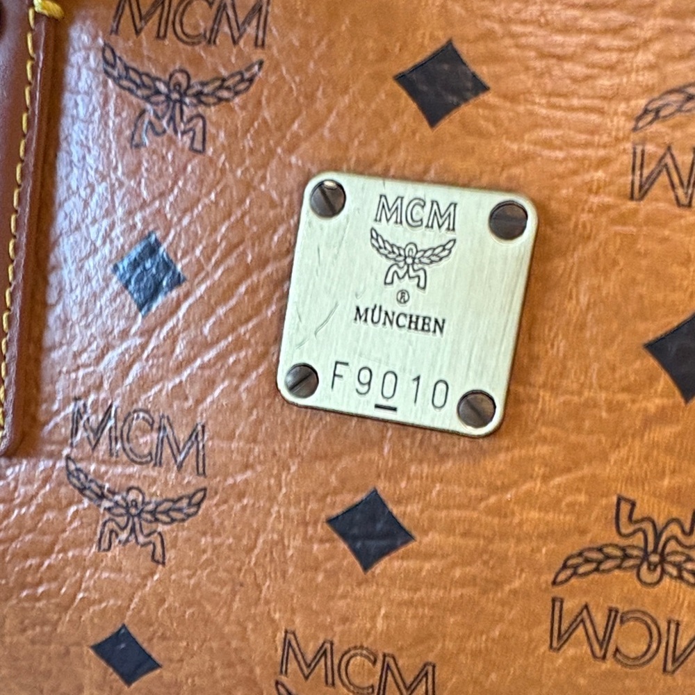 MCM Visetos Cognac Boston Bag with Princess Lion Charms - Picture 9 of 15